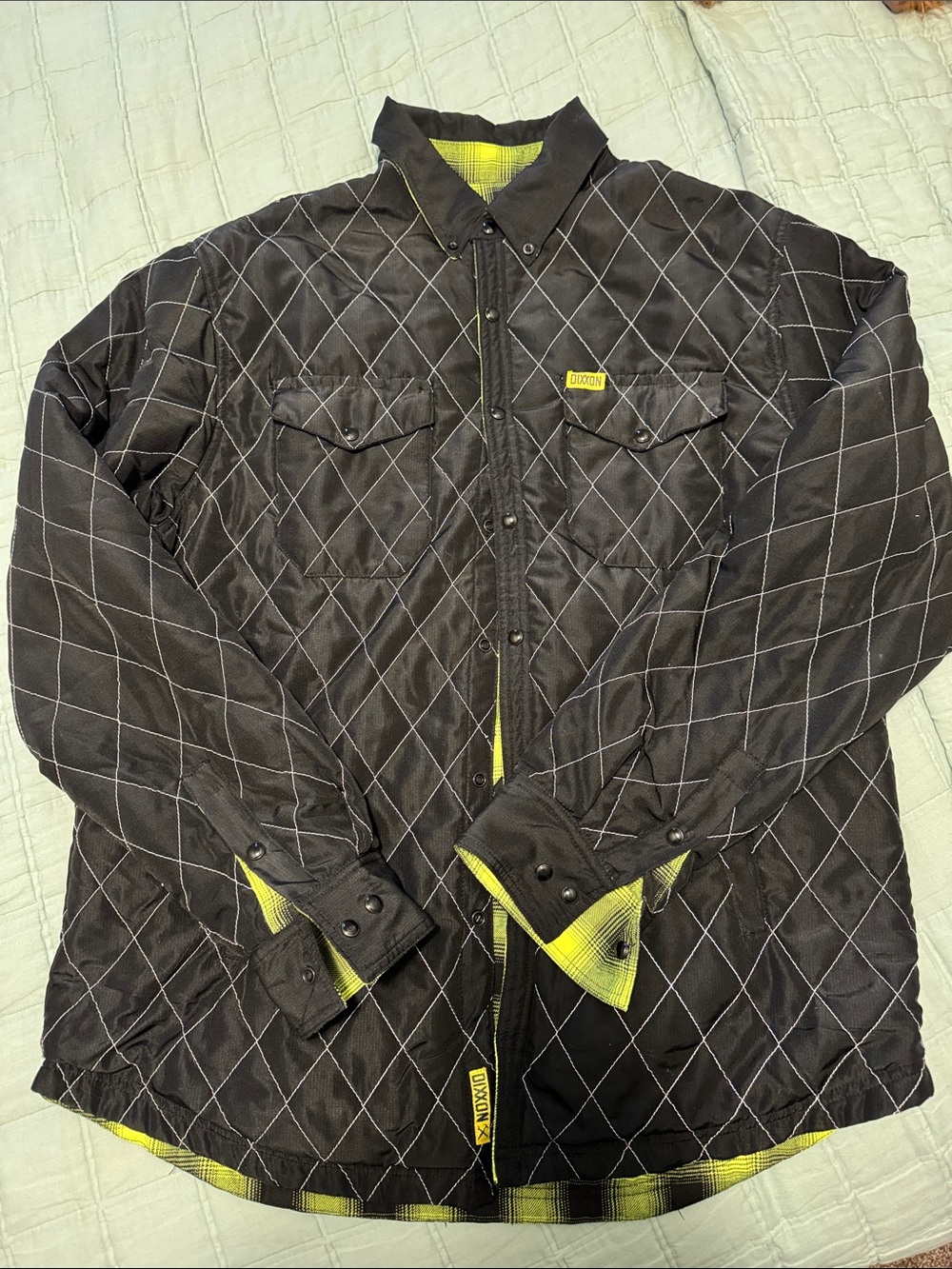 DIXXON reversible Black Quilted Jacket with Yellow Accents